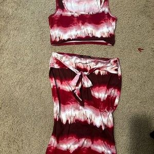 Two piece crop top and skirt